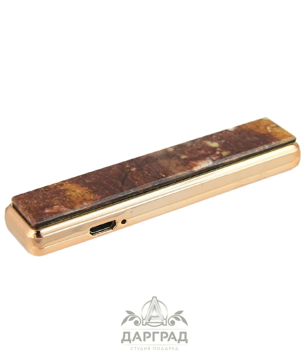 USB Зажигалка с нат. камнем «Авантюрин» - №1