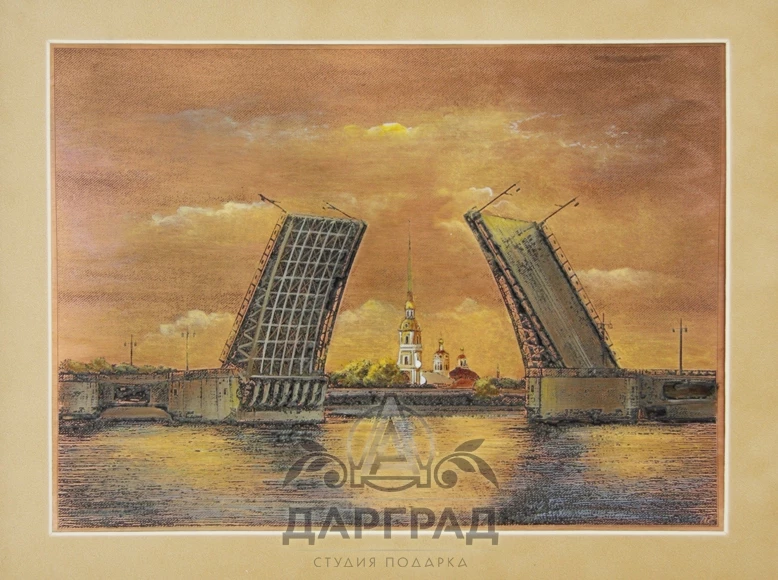 Гравюра с росписью эмалями «Мосты Петербурга» малая - №3