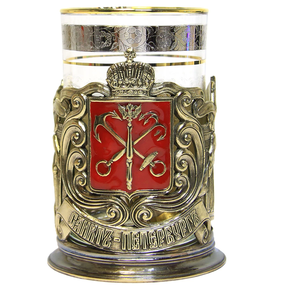 Подстаканник «Герб Петербурга» эмаль - №1
