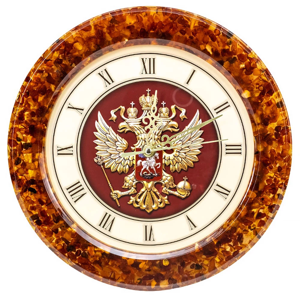 Настенные часы «Герб России» янтарь - №1