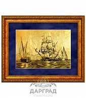Картина на золоте «Морской бой» - фото товара
